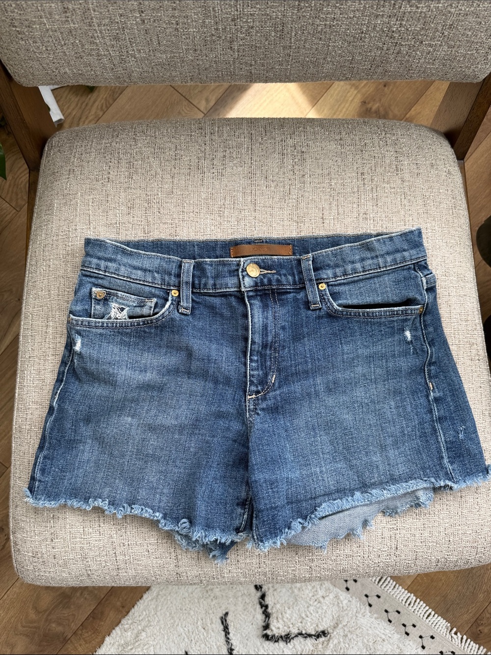 Joe's Jeans Medium Blue Frayed Hem Denim Shorts